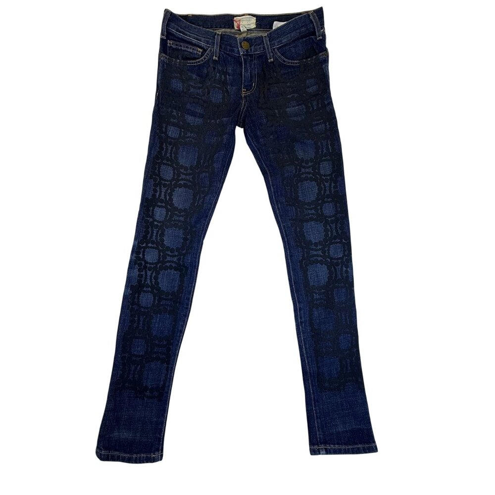Current/Elliott Womens Blue Cotton/Polyurethane Patterned Denim Jeans Size 27